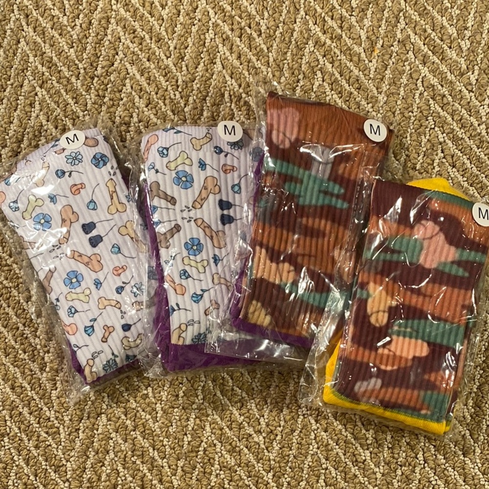 New Set of 4 Pair Penis Socks - Gag Gift/Bachelorette Party Gifts